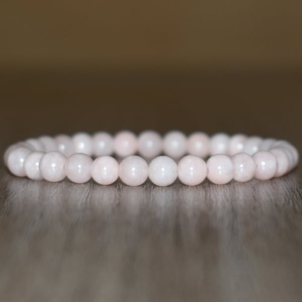 6mm Natural Pink Morganite Bracelet for Women, Healing Bracelet, Gemstone Bracelet, Chakra Bracelet, Elastic Bracelet