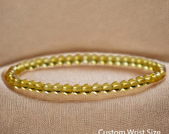 4mm Citrine Bracelet | November Birthstone Gift for Her & Him | Abundance, Positivity   Dainty Gemstone Jewelry