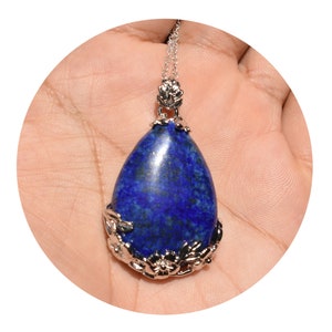 Lapis Lazuli Necklace, Lapis Lazuli Jewelry, Gemstone Crystal Necklace, Blue Necklace for Her, Blue Pendant Necklace for Women, Gift for Her