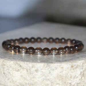 6mm Smoky Quartz Crystal Bracelet, Gemstone Chakra Bracelet