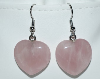 Natural Rose Quartz Earrings, Rose Quartz Jewelry, Love Earrings, Gift for Her, Pink Earrings, Dangle Earrings, Anniversary Gift for Her