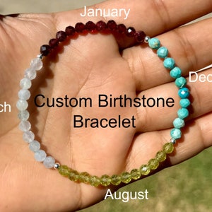 Custom Birthstone Bracelet for Women, Family Birthstone Jewelry, Crystal Birthstone Bracelet, Gift for Mom, Birthday Gift, Anniversary Gift