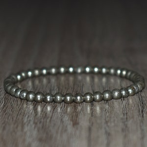 4mm Pyrite Bracelet for Men, Chakra Bracelet for Women, Mens Bracelet, Bracelets for Women, Pyrite Jewelry, Dainty Beaded Bracelet Gift