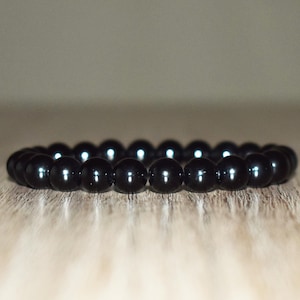 8mm Black Tourmaline Bracelet for Women and Men Bracelet, Black Tourmaline Bracelet for Men, Elastic Beaded Bracelet, Gemstone Bracelet