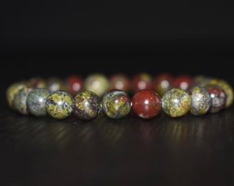 Bracciale in pietra sanguigna, Bracciale in pietra sanguigna di drago, Gioielli in pietra sanguigna, Bracciale da uomo, Bracciale da donna, Bracciale in cristallo naturale, Bracciale yoga