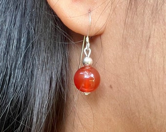 Carnelian Earrings, Women Earrings, Red Crystal Earrings, Carnelian Jewelry, Natural Stone Earrings, Sterling Silver Earrings, Gift for Her