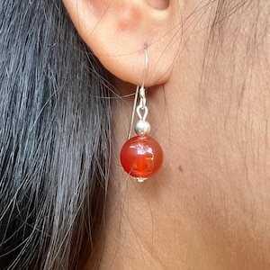 Carnelian Earrings, Women Earrings, Red Crystal Earrings, Carnelian Jewelry, Natural Stone Earrings, Sterling Silver Earrings, Gift for Her
