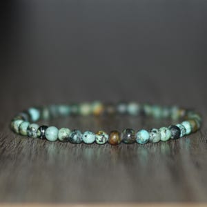 4mm African Turquoise Jasper Bracelet, Personal Growth Gemstone Jewelry, Dainty Beaded Gift Men Women image 13