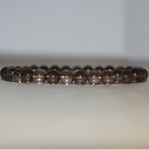 Pulsera de cuarzo ahumado de 6 mm, pulsera para mujer, pulsera para hombre, pulsera de cristal, pulsera de piedras preciosas, pulsera de chakras, pulsera elástica
