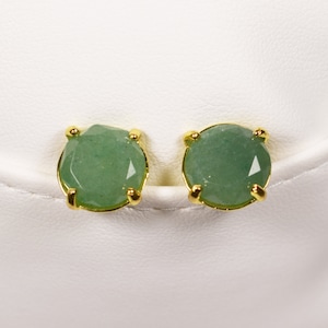 Natural Green Aventurine Earrings, Women Gift, Gemstone Earrings, Natural Stone Earrings, Women Jewelry, Stud Earrings, Gift for Her image 2
