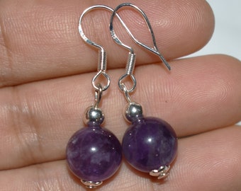 Amethyst Drop Earrings, Amethyst Dangle Earrings, Amethyst Earrings, Sterling Silver Earrings, Amethyst Jewelry, February Birthstone Gift