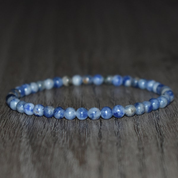 4mm Sodalite Bracelet, Crystal Healing Bracelet for Women, Wrist Mala, Beaded Blue Bracelet for Men, Third Eye Chakra Meditation Bracelet