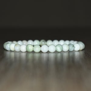 6mm White Green Jade Bracelet for Women and Men, White Jade Bracelet, Green Jade Bracelet, Jade Jewelry, Meditation Bracelet Gift for Her