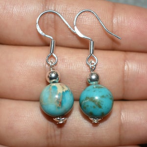 Turquoise Sea Sediment Jasper Earrings, Dangle Earrings for Women, Sterling Silver Drop Earrings, Women Earrings, Gemstone Earrings, Crystal