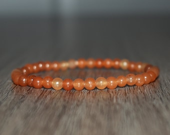 4mm Orange Aventurine Bracelet for Her, Healing Crystal Bracelet, Sacral Chakra Healing Bracelet, Orange Bracelet, Meditation Bracelet