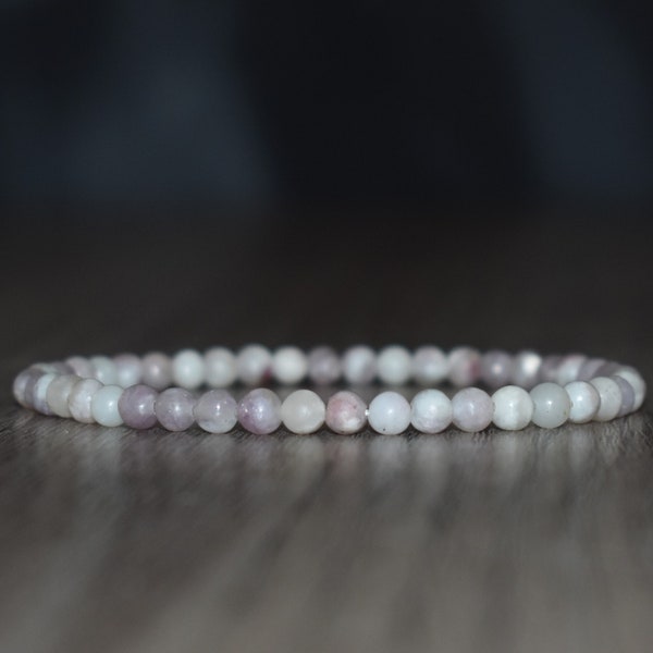 4mm Lilac Jasper Bracelet, Protection Bracelet for Women, Dainty Beaded Bracelet, Gift for Her, Healing Crystal Bracelet, Layering Bracelet