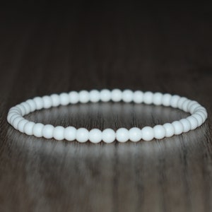 White Onyx Bracelet 4mm, Matte White Onyx Bracelet for Men, White Beaded Bracelet for Women, Onyx Jewelry, Wrist Mala Gemstone Bracelet Gift