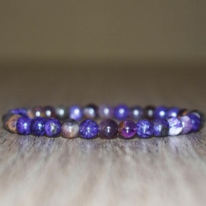 6mm Charoite Bracelet, Purple Crystal Bracelet, Gemstone Bracelet for Men, Love Bracelet for Women, Purple Beaded Bracelet, Gift for Her