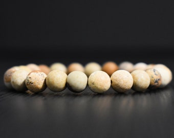 Picture Jasper Bracelet, Men Women Jasper Bracelet, Brown Stone Bracelet, Calming Bracelet, Men Women Healing Bracelet, Leo Bracelet