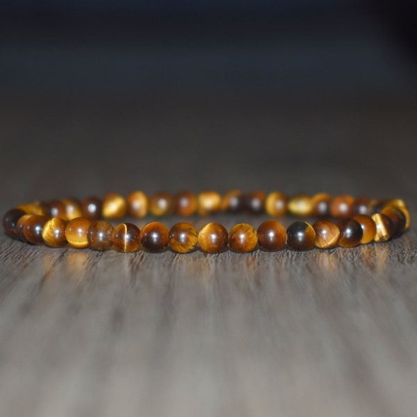 4mm Tiger Eye Bracelet for Women, Natural Crystal Bracelet for Men, Gemstone Bracelet, Tiger Eye Jewelry, Tigers Eye Bracelet