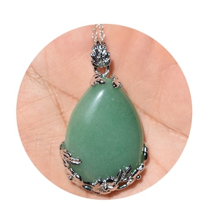 Green Aventurine Necklace, Green Aventurine Jewelry, Natural Crystal Necklace, Green Pendant Necklace for Women, Teardrop necklace gift