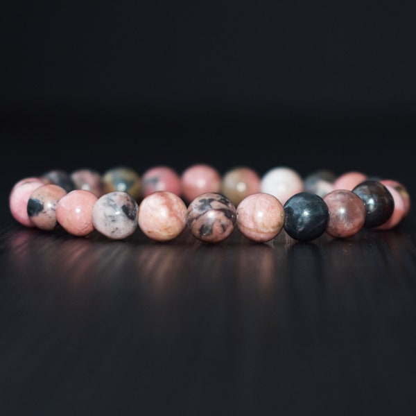 Genuine Rhodonite Bracelet, Panic Bracelet,   Bracelet Pierre, Bracelets for Women, Gemstone Bracelet