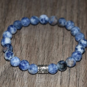 Natural Matte Blue Sodalite Bracelet, 7 Chakra Energy Bracelet, Women Sodalite Bracelet, Men Sodalite Bracelet, 8mm Blue Ornate Bracelet