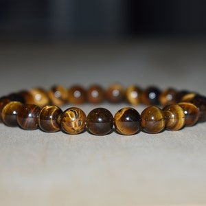 8mm Tiger Eye Bracelet, Tigers Eye Bracelet, Good Luck Bracelet, Meditation Bracelet, Unisex Bracelet for Men and Women, Gemstone Gifts