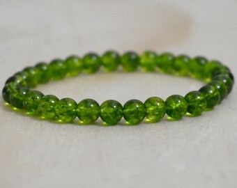 6mm Peridot Bracelet, August Birthstone Bracelet, Men Birthstone