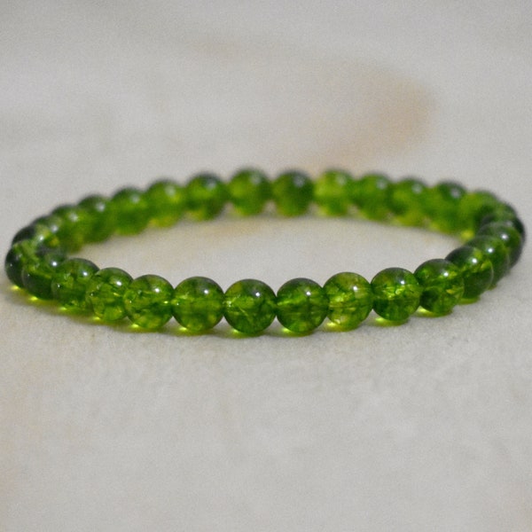 6mm Peridot Bracelet, August Birthstone Bracelet, Men Birthstone Bracelet, Women Birthstone Bracelet, Peridot Jewelry,  Gemstone