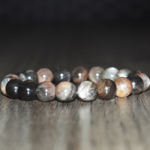 10mm Black Moonstone Bracelet, Moonstone Jewelry, Moonstone Crystal Bracelet, Beaded Bracelet for Men Women, Elastic Bracelet, Yoga