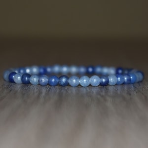 4mm Blue Aventurine Bracelet,  Blue Beaded Bracelet for Men, Dainty Bracelet, Blue Crystal Bracelet for Women, Gemstone Bracelet, Yoga