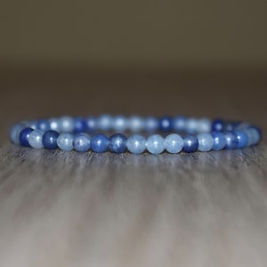4mm Blue Aventurine Beaded Bracelet – Dainty Unisex Gemstone Jewelry for Yoga & Layering
