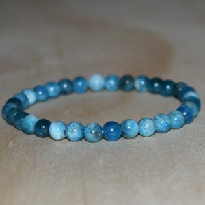 6mm Apatite Bracelet, Blue Apatite Men Bracelet, Women Bracelet, Beaded Bracelet, Apatite Jewelry, Blue Beaded Bracelet for Him & Her