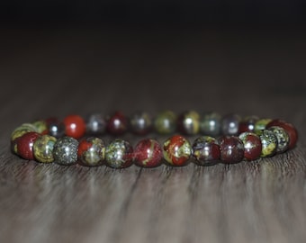6mm Dragon Bloodstone Bracelet, Bloodstone Jewelry, Heart Chakra Bracelet, Bracelets for Men Women, Gift for Him, Crystal Bracelet Gift