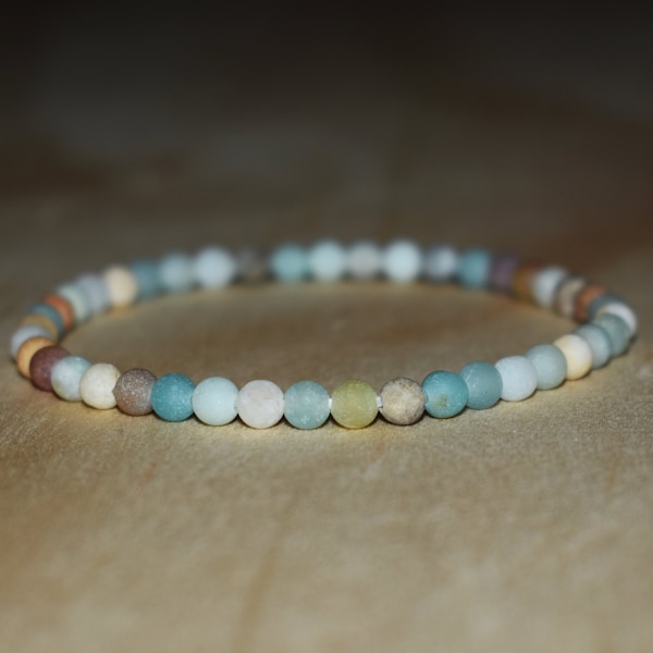 4mm Matte Amazonite Bracelet, Amazonite Bracelets for Women, Natural Amazonite Men Bracelet, Good Luck Bracelet, Stretch Bracelet