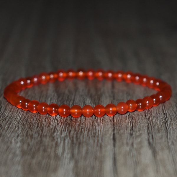 4mm Carnelian Bracelet, Root Chakra Bracelet, Energy Bracelet, Good Luck Bracelet, Anxiety Bracelet, Healing Bracelet, Yoga Bracelet