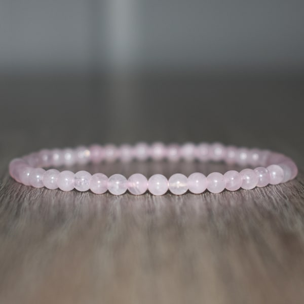 Rose Quartz Bracelet, 4mm Rose Quartz Jewelry, Heal Crystal Bracelet, Healing Beaded Bracelet, Protection Bead Bracelet, Heal Bracelet