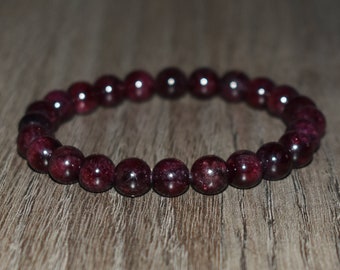 Garnet Bracelet, Dark Red Garnet Bracelet, Garnet Jewelry Garnet Elastic Bracelet, Men Bracelets, Bracelets for Women, January Birthstone