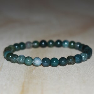 6mm Moss Agate Bracelet, Natural Moss Agate Bracelet, Custom Wrist Bracelet, Heart Chakra Bracelet, Bracelets for Man, Bracelets for Woman