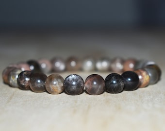 8 mm zwarte maansteenarmband, maansteensieraden, herenarmband, meditatiearmband voor vrouwen, yogaarmband, edelsteenarmband voor hem