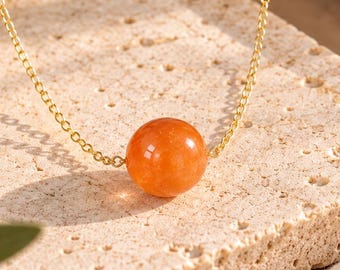 Orange Aventurine Necklace, 10mm Gemstone Pendant, Joy Crystal, Creativity Jewelry, Sacral Chakra Gift