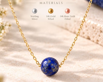 Lapis Lazuli Necklace, September Birthstone, Blue Gemstone Pendant, Wisdom Crystal, Intuition Jewelry for Women