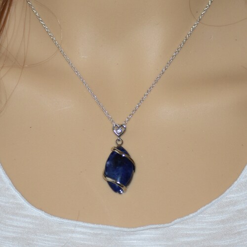 Sodalite Necklace Sodalite Jewelry Healing Crystal Necklace Etsy