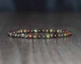 Bloodstone Bracelet 4mm, Bracelet for Woman and Man, Dragon Bloodstone Bracelet, Natural Bloodstone Beaded Crystal Bracelet by SubtleGem