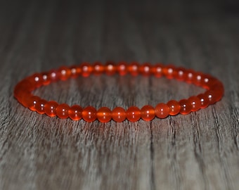 4mm Carnelian Beaded Bracelet, Dainty Energy Bracelet, Yoga Jewelry