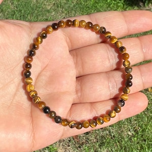 4mm Tiger Eye Bracelet • Natural Gemstone Jewelry • Everyday Gift for Men & Women image 3