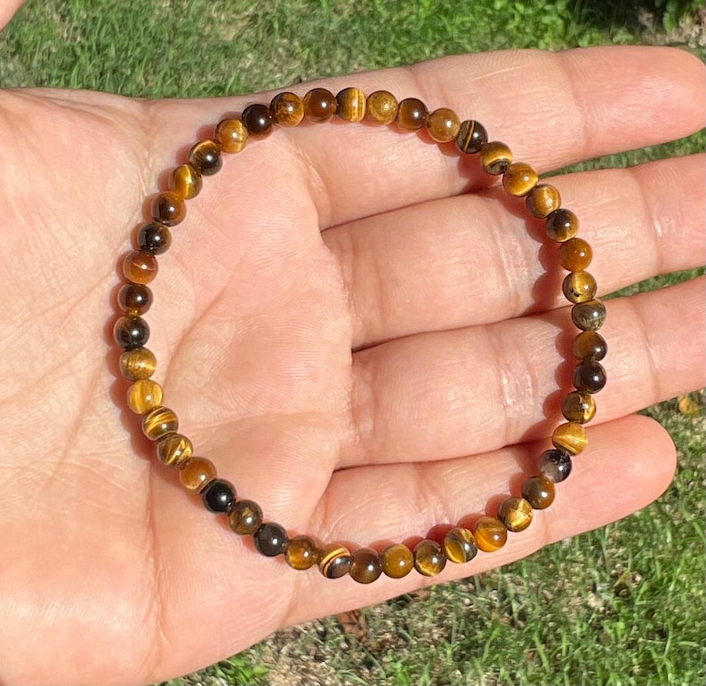 4mm Tiger Eye Bracelet • Natural Gemstone Jewelry • Everyday Gift for Men & Women image 3