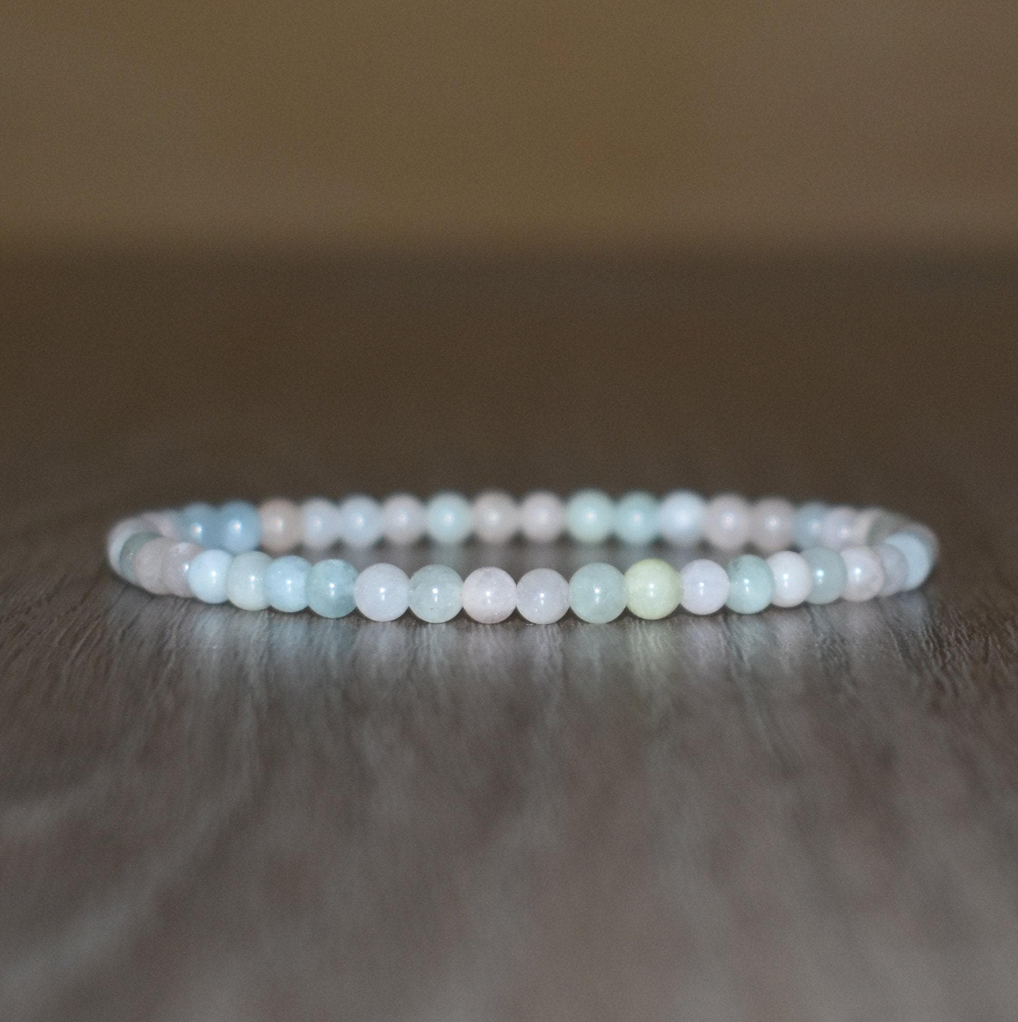 Dainty 4mm Morganite Beaded Bracelet