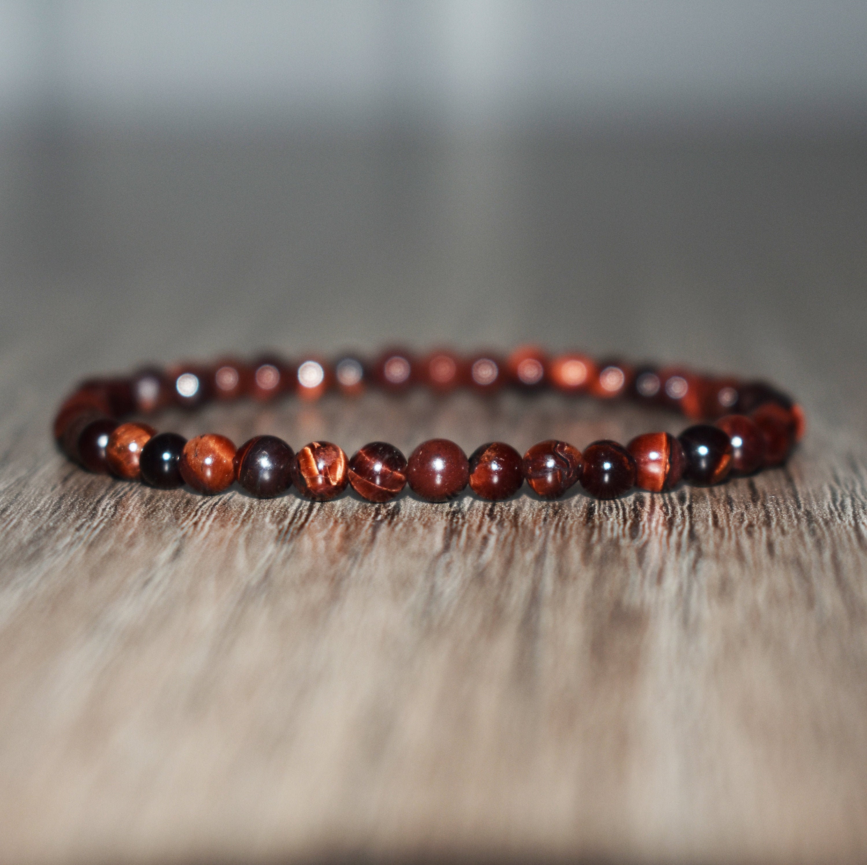 Amazon.com: 14MM Red Tigers Eye Bracelet for Men | Natural Healing Root  Chakra Gemstones | Fits for 8.5